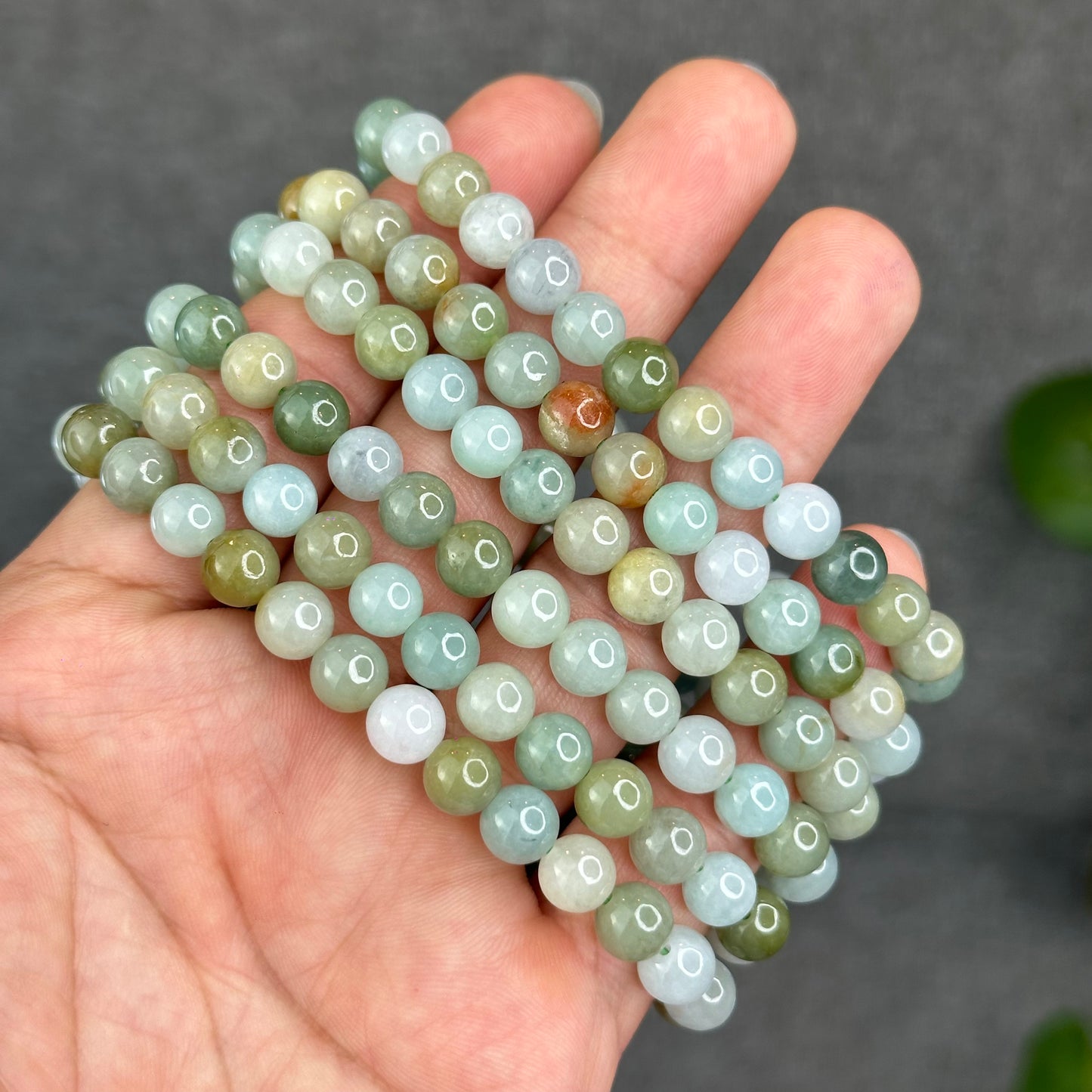 Natural 4 Seasons Colour Type A Jadeite Jade Bracelet Size 7 mm