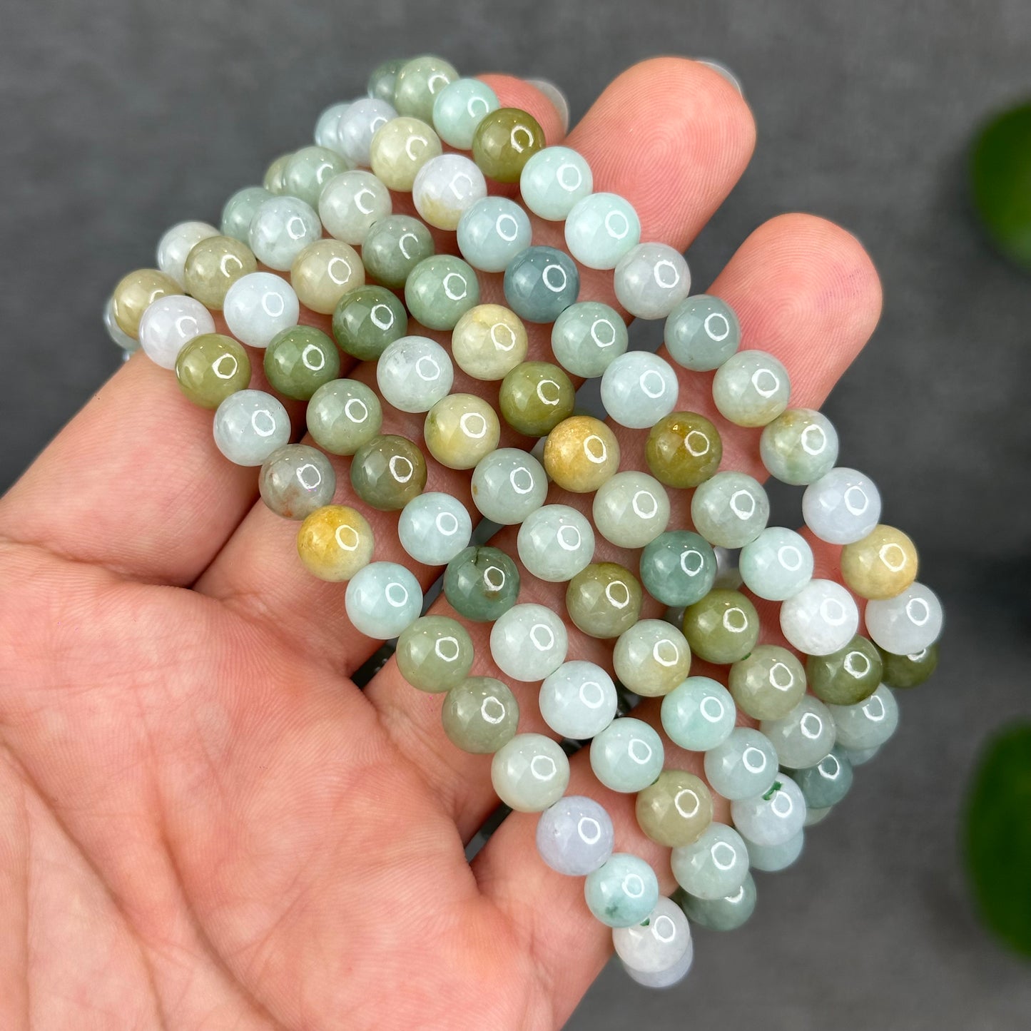 Natural 4 Seasons Colour Type A Jadeite Jade Bracelet Size 7 mm