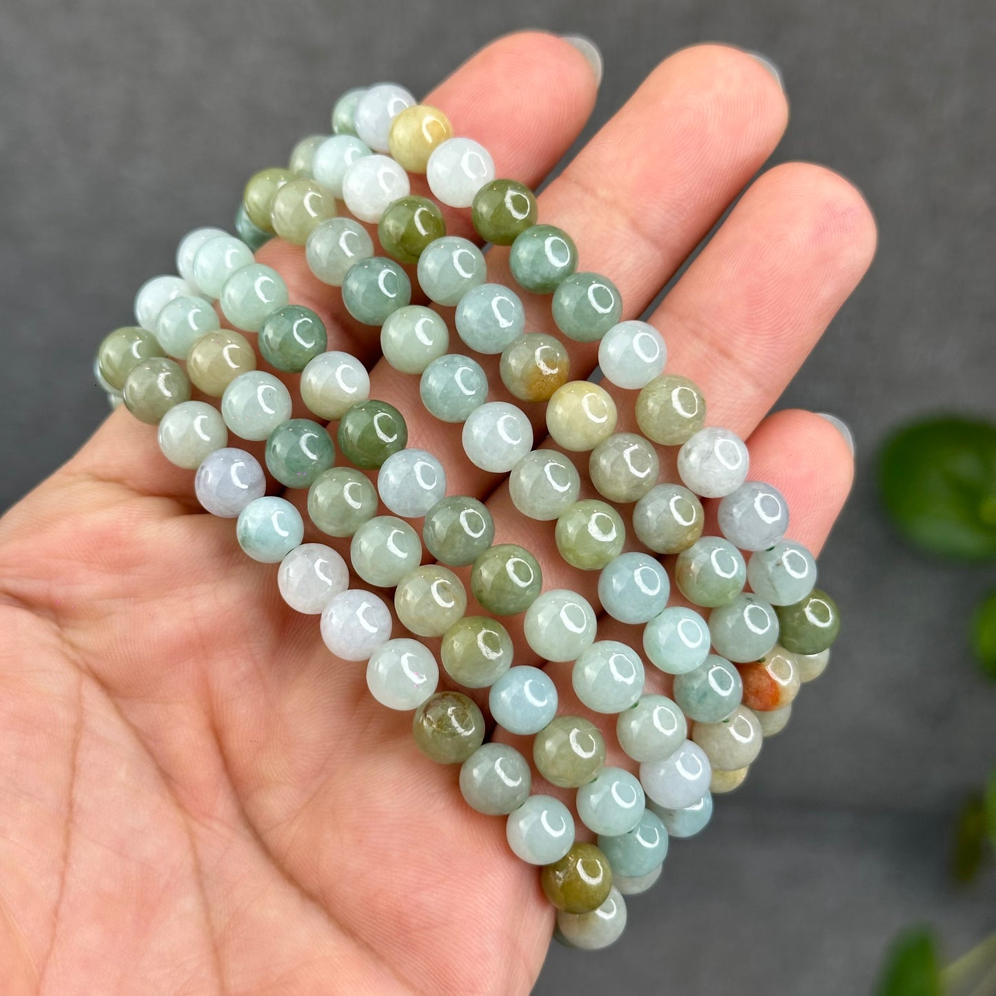 Natural 4 Seasons Colour Type A Jadeite Jade Bracelet Size 7 mm