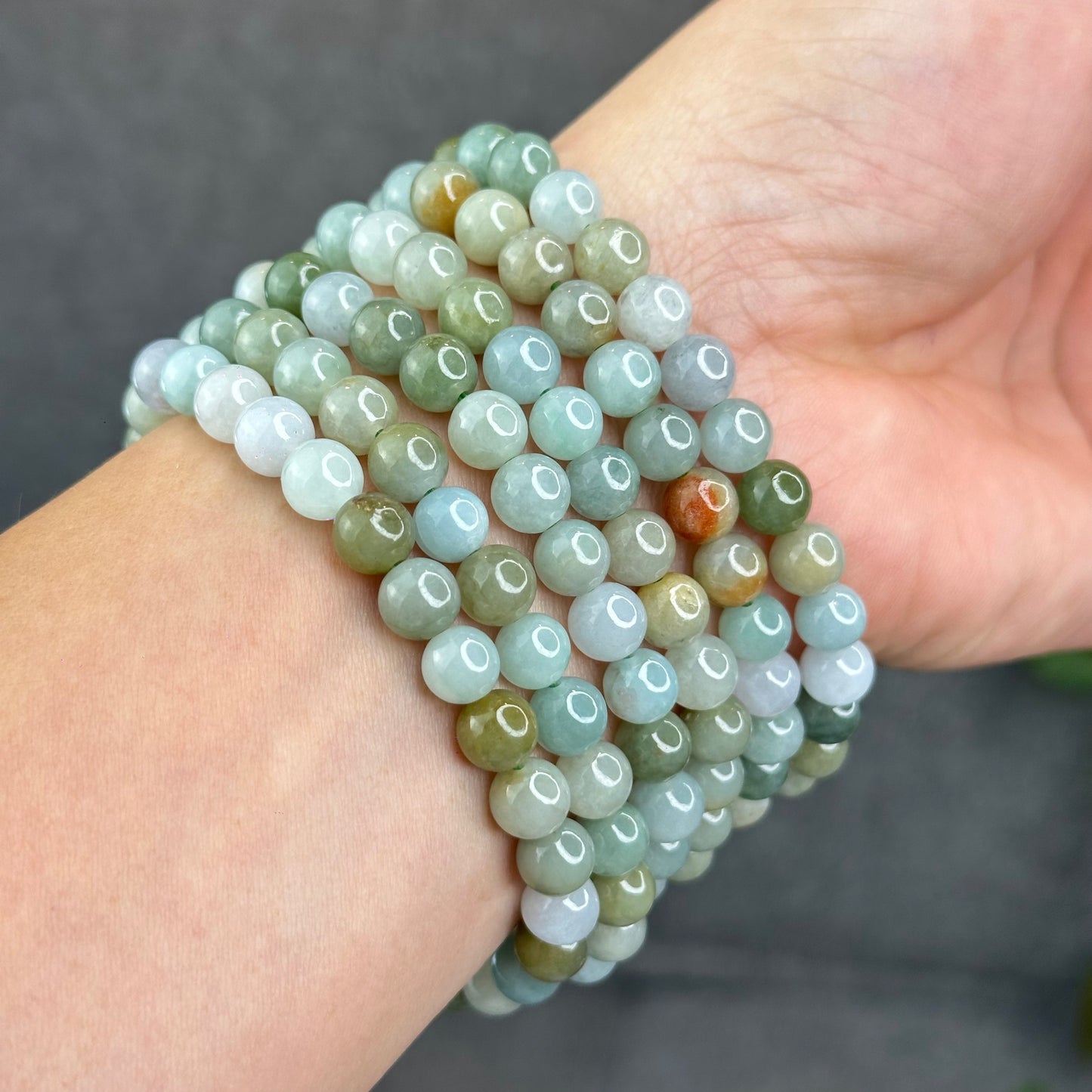 Natural 4 Seasons Colour Type A Jadeite Jade Bracelet Size 7 mm