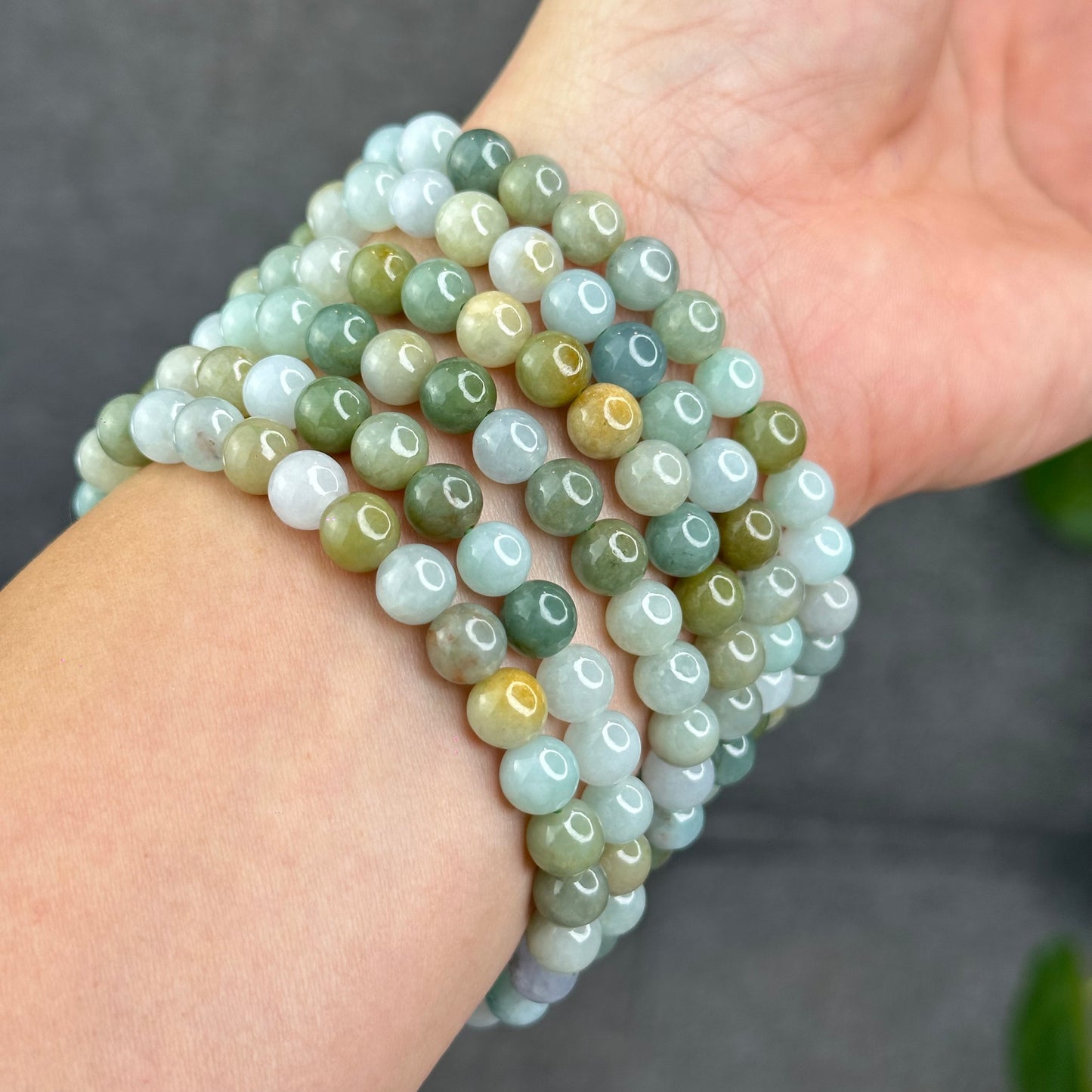 Natural 4 Seasons Colour Type A Jadeite Jade Bracelet Size 7 mm