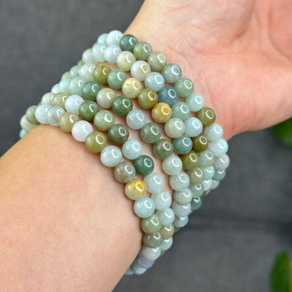 Natural 4 Seasons Colour Type A Jadeite Jade Bracelet Size 7 mm