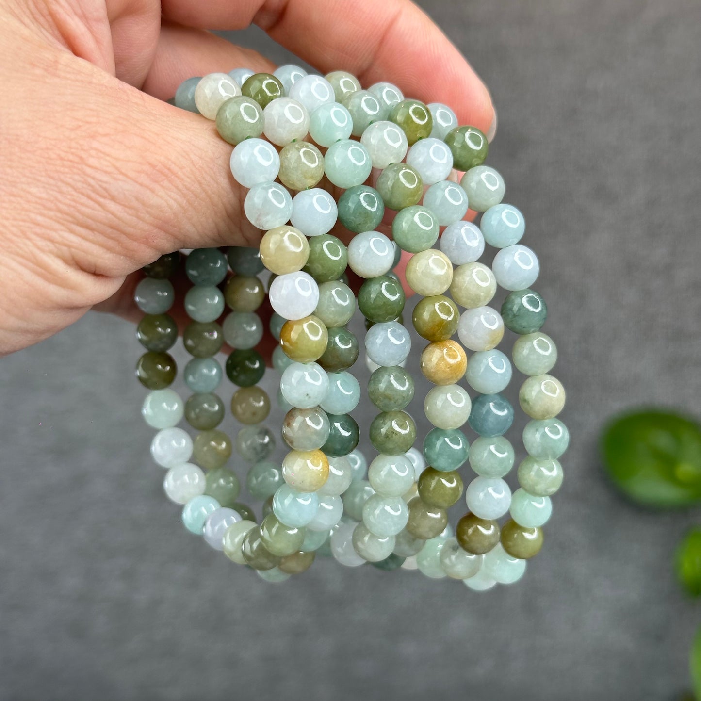 Natural 4 Seasons Colour Type A Jadeite Jade Bracelet Size 7 mm
