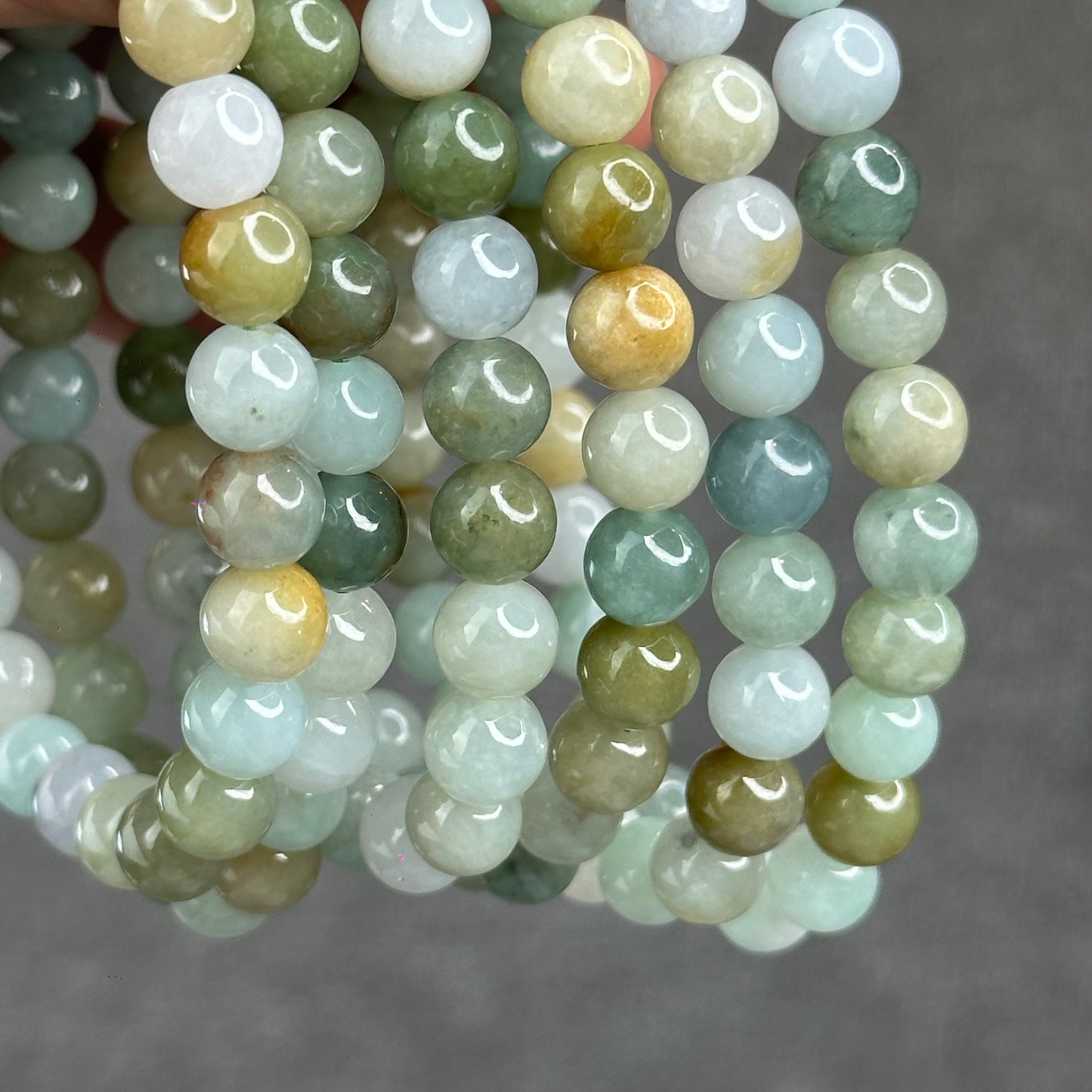 Natural 4 Seasons Colour Type A Jadeite Jade Bracelet Size 7 mm