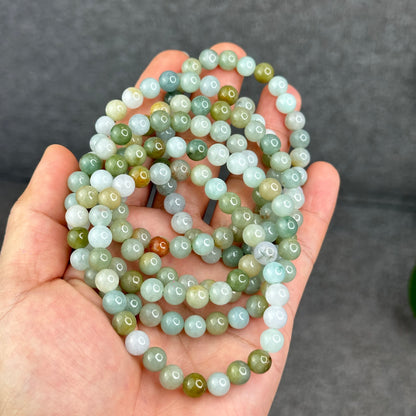 Natural 4 Seasons Colour Type A Jadeite Jade Bracelet Size 7 mm