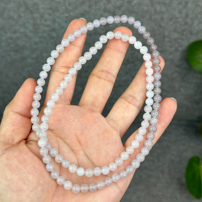 Natural Gradient Grey Hetian Nephrite Jade Necklace Size 6 mm