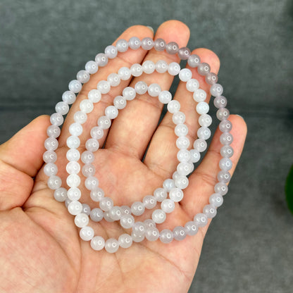 Natural Gradient Grey Hetian Nephrite Jade Necklace Size 6 mm