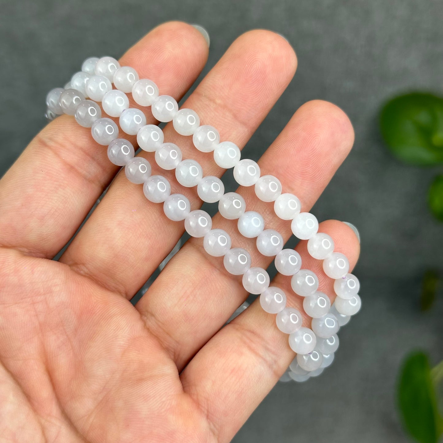 Natural Gradient Grey Hetian Nephrite Jade Necklace Size 6 mm