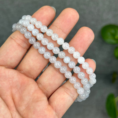 Natural Gradient Grey Hetian Nephrite Jade Necklace Size 6 mm