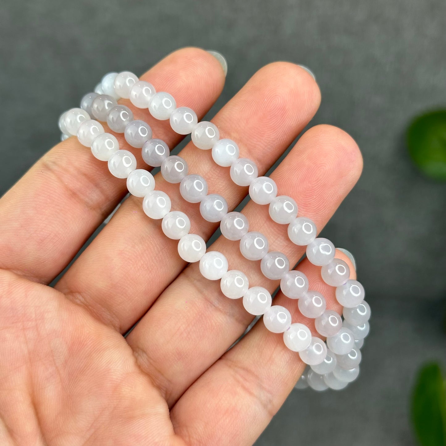 Natural Gradient Grey Hetian Nephrite Jade Necklace Size 6 mm