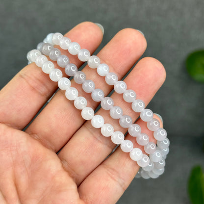 Natural Gradient Grey Hetian Nephrite Jade Necklace Size 6 mm