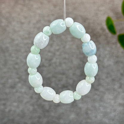 Natural Ivory Mint Green Mixed Bead Lu Thong Bracelet Size 12 mm