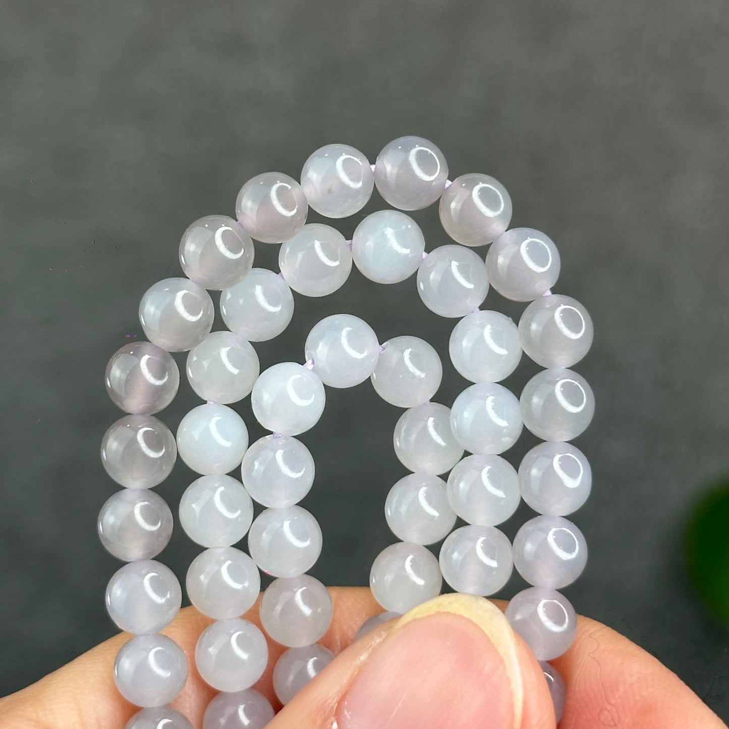 Natural Gradient Grey Hetian Nephrite Jade Necklace Size 6 mm