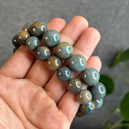 Natural Blue Alashan Agate Bracelet Size 12 mm