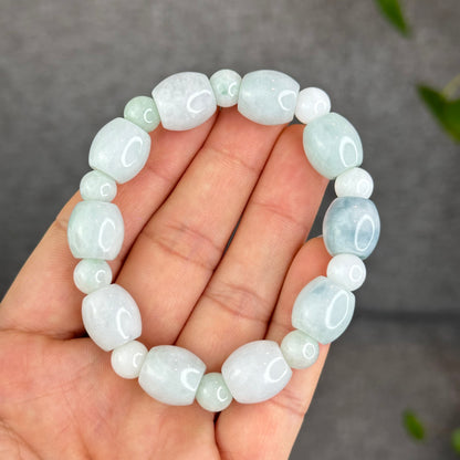 Natural Ivory Mint Green Mixed Bead Lu Thong Bracelet Size 12 mm