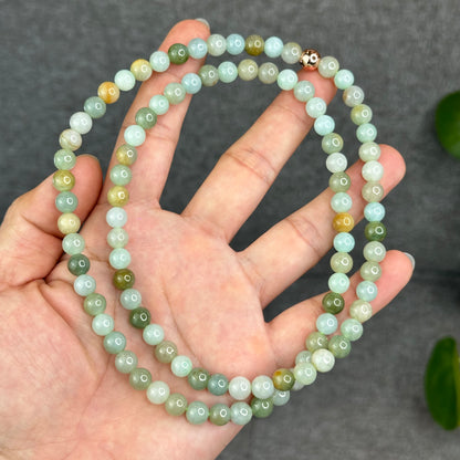 Natural 4 Seasons Colour Type A Jadeite Jade Necklace Size 7 mm