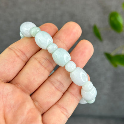 Natural Ivory Mint Green Mixed Bead Lu Thong Bracelet Size 12 mm