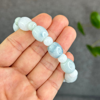 Natural Ivory Mint Green Mixed Bead Lu Thong Bracelet Size 12 mm