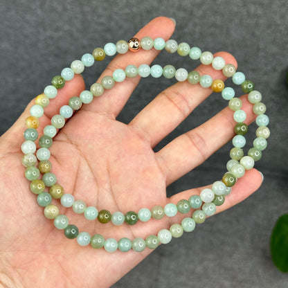 Natural 4 Seasons Colour Type A Jadeite Jade Necklace Size 7 mm