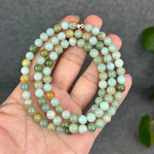 Natural 4 Seasons Colour Type A Jadeite Jade Necklace Size 7 mm