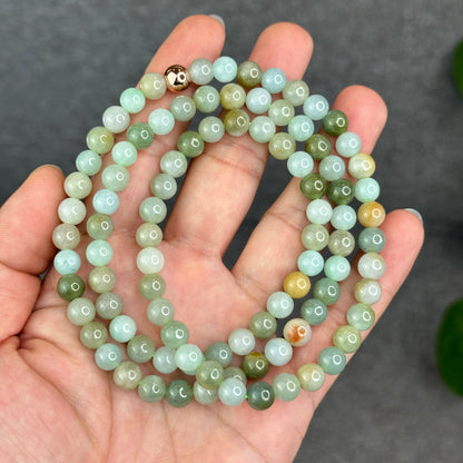 Natural 4 Seasons Colour Type A Jadeite Jade Necklace Size 7 mm