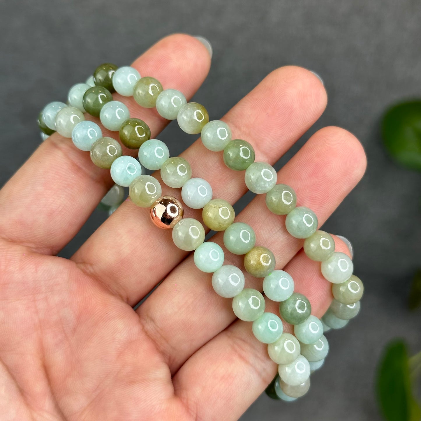 Natural 4 Seasons Colour Type A Jadeite Jade Necklace Size 7 mm