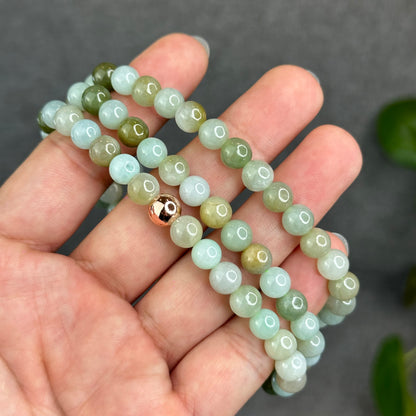 Natural 4 Seasons Colour Type A Jadeite Jade Necklace Size 7 mm