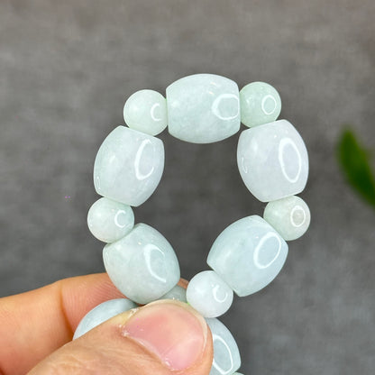 Natural Ivory Mint Green Mixed Bead Lu Thong Bracelet Size 12 mm