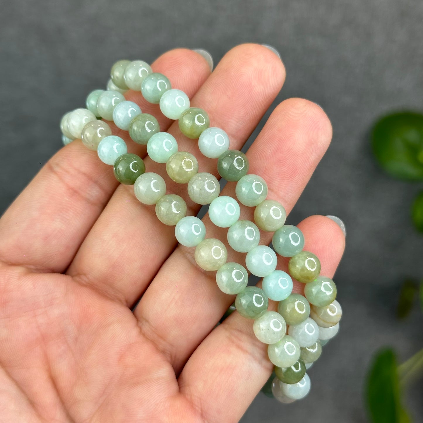 Natural 4 Seasons Colour Type A Jadeite Jade Necklace Size 7 mm