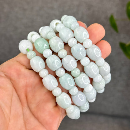 Natural Ivory Mint Green Mixed Bead Lu Thong Bracelet Size 12 mm