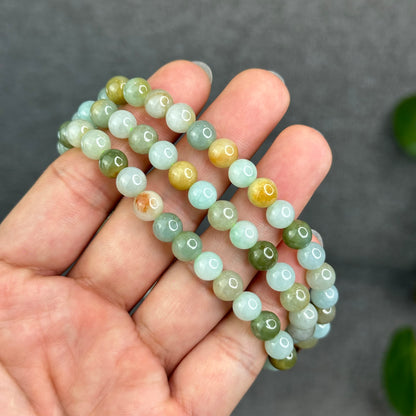 Natural 4 Seasons Colour Type A Jadeite Jade Necklace Size 7 mm