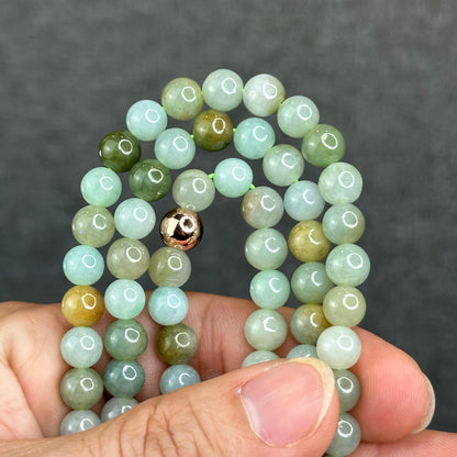 Natural 4 Seasons Colour Type A Jadeite Jade Necklace Size 7 mm