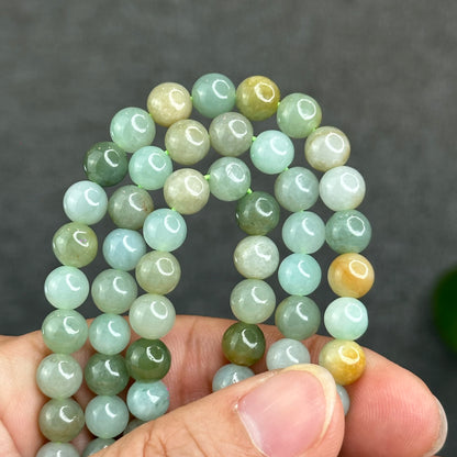 Natural 4 Seasons Colour Type A Jadeite Jade Necklace Size 7 mm