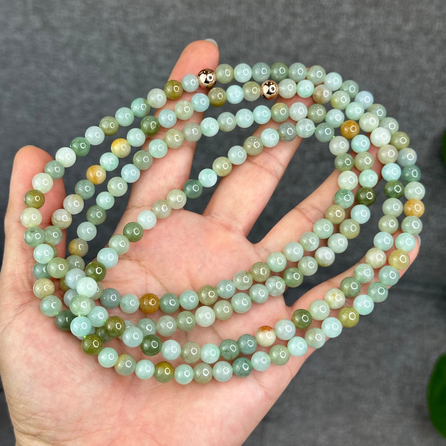 Natural 4 Seasons Colour Type A Jadeite Jade Necklace Size 7 mm