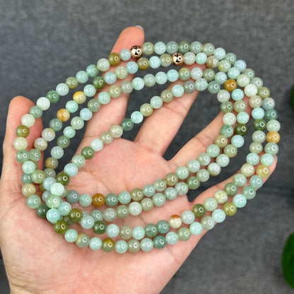 Natural 4 Seasons Colour Type A Jadeite Jade Necklace Size 7 mm