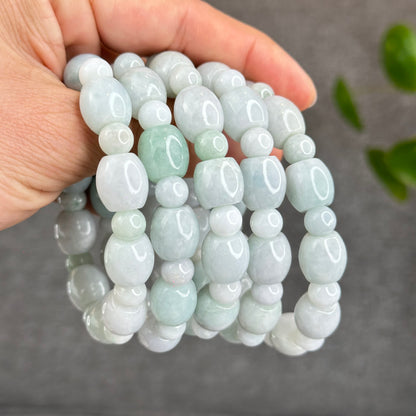 Natural Ivory Mint Green Mixed Bead Lu Thong Bracelet Size 12 mm