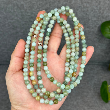 Natural 4 Seasons Colour Type A Jadeite Jade Necklace Size 7 mm