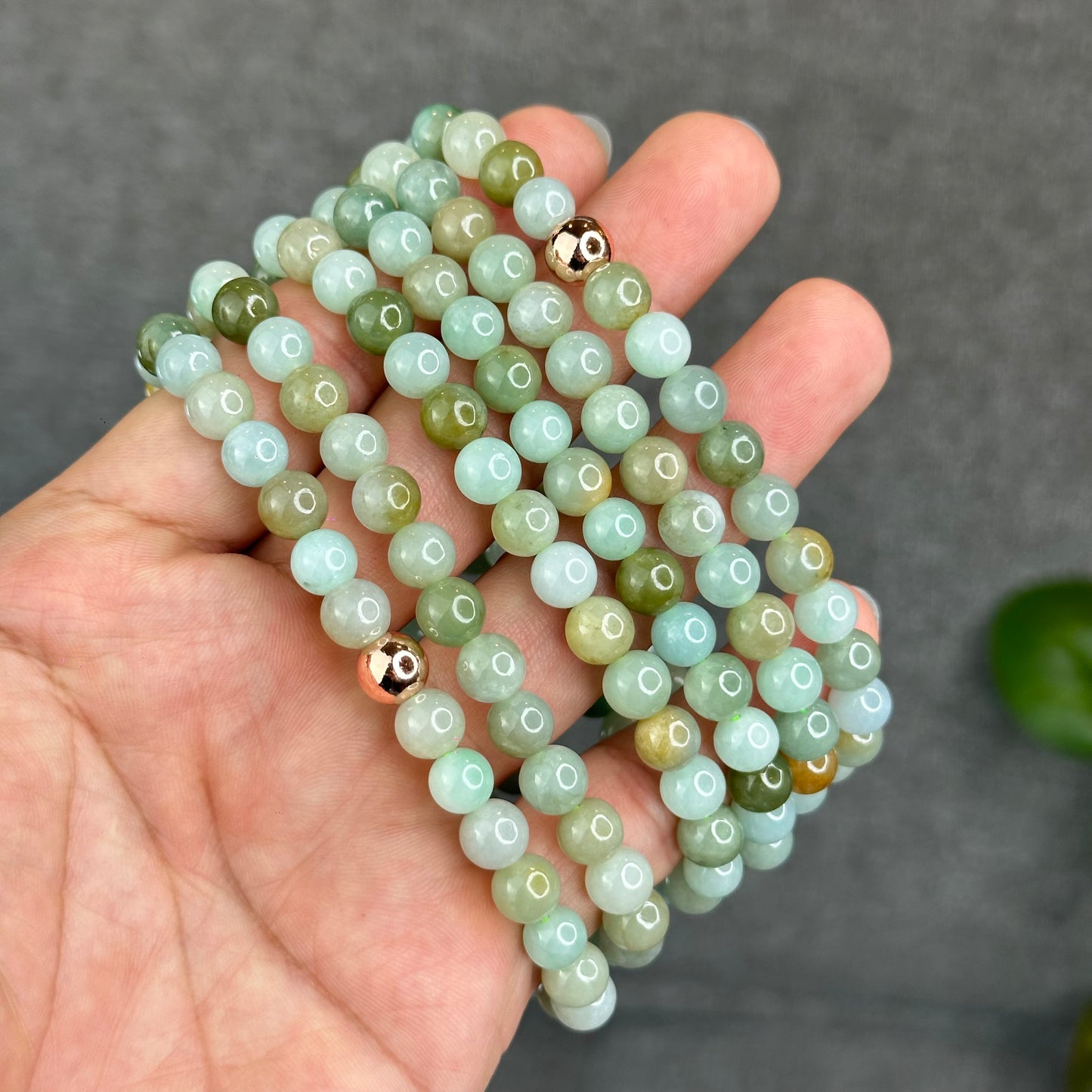 Natural 4 Seasons Colour Type A Jadeite Jade Necklace Size 7 mm