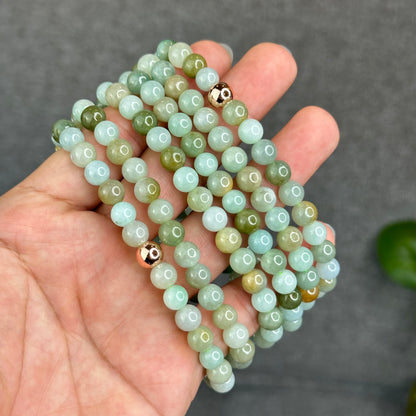 Natural 4 Seasons Colour Type A Jadeite Jade Necklace Size 7 mm