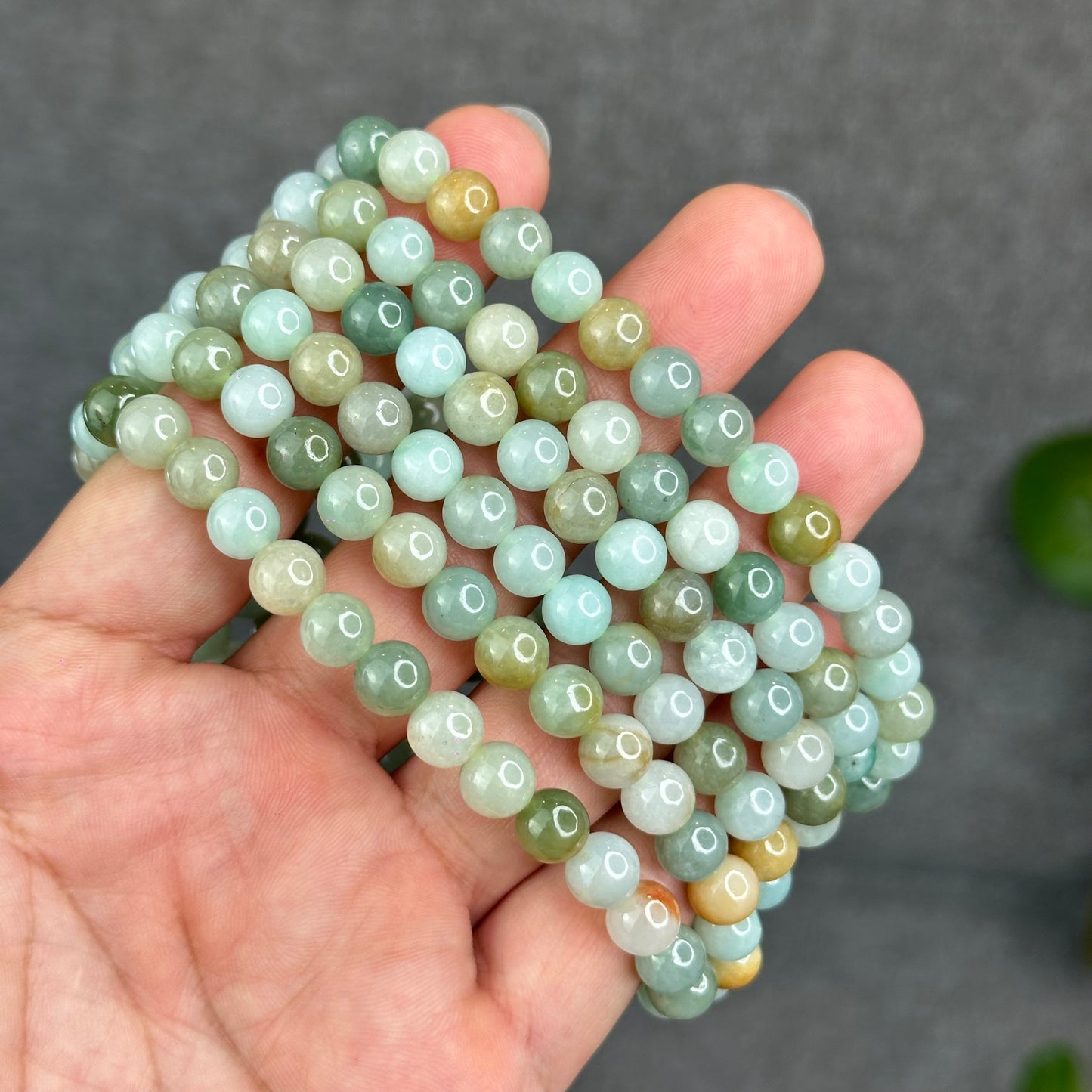 Natural 4 Seasons Colour Type A Jadeite Jade Necklace Size 7 mm