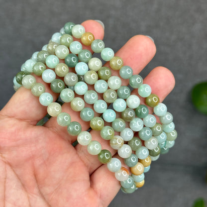 Natural 4 Seasons Colour Type A Jadeite Jade Necklace Size 7 mm