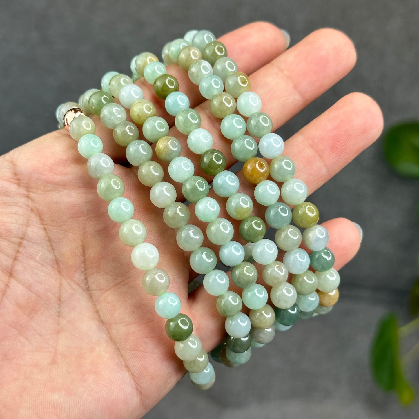 Natural 4 Seasons Colour Type A Jadeite Jade Necklace Size 7 mm