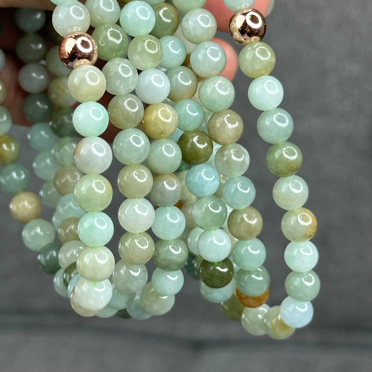 Natural 4 Seasons Colour Type A Jadeite Jade Necklace Size 7 mm