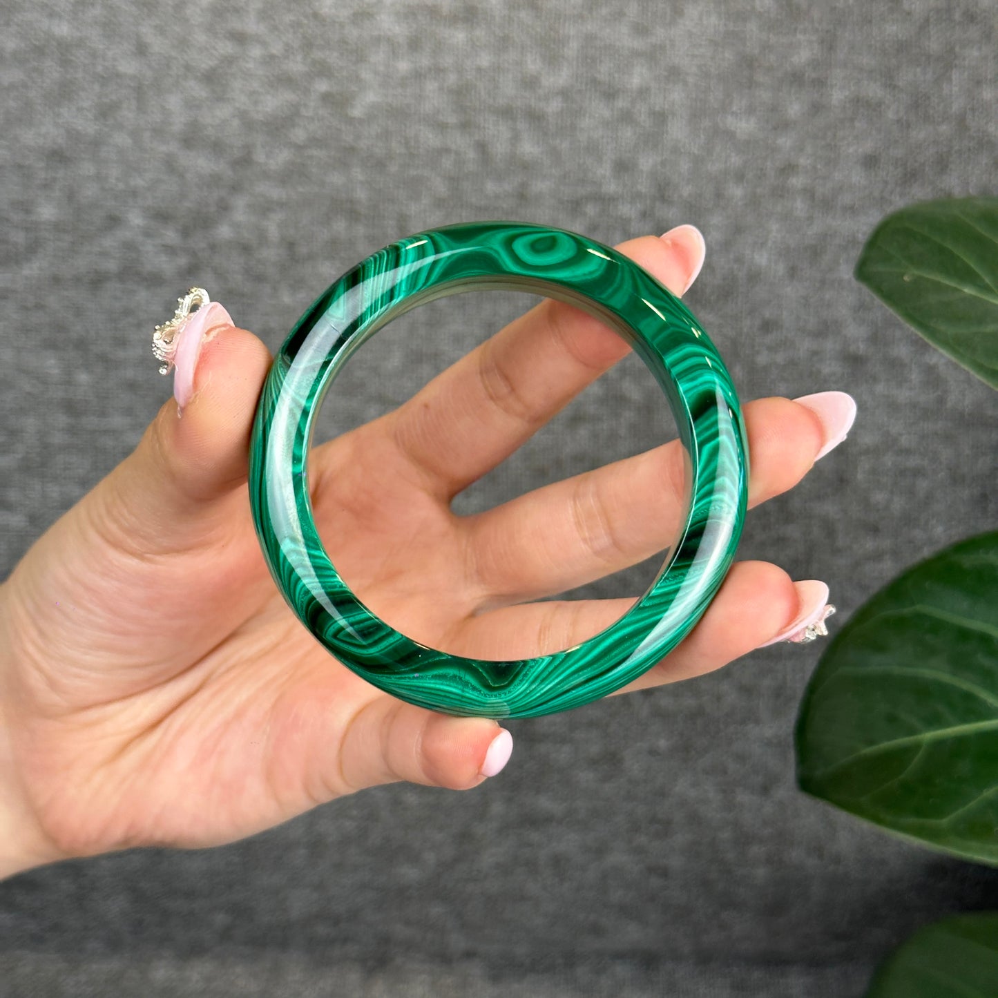 Malachite Bangle Leaf Style Size 54 mm