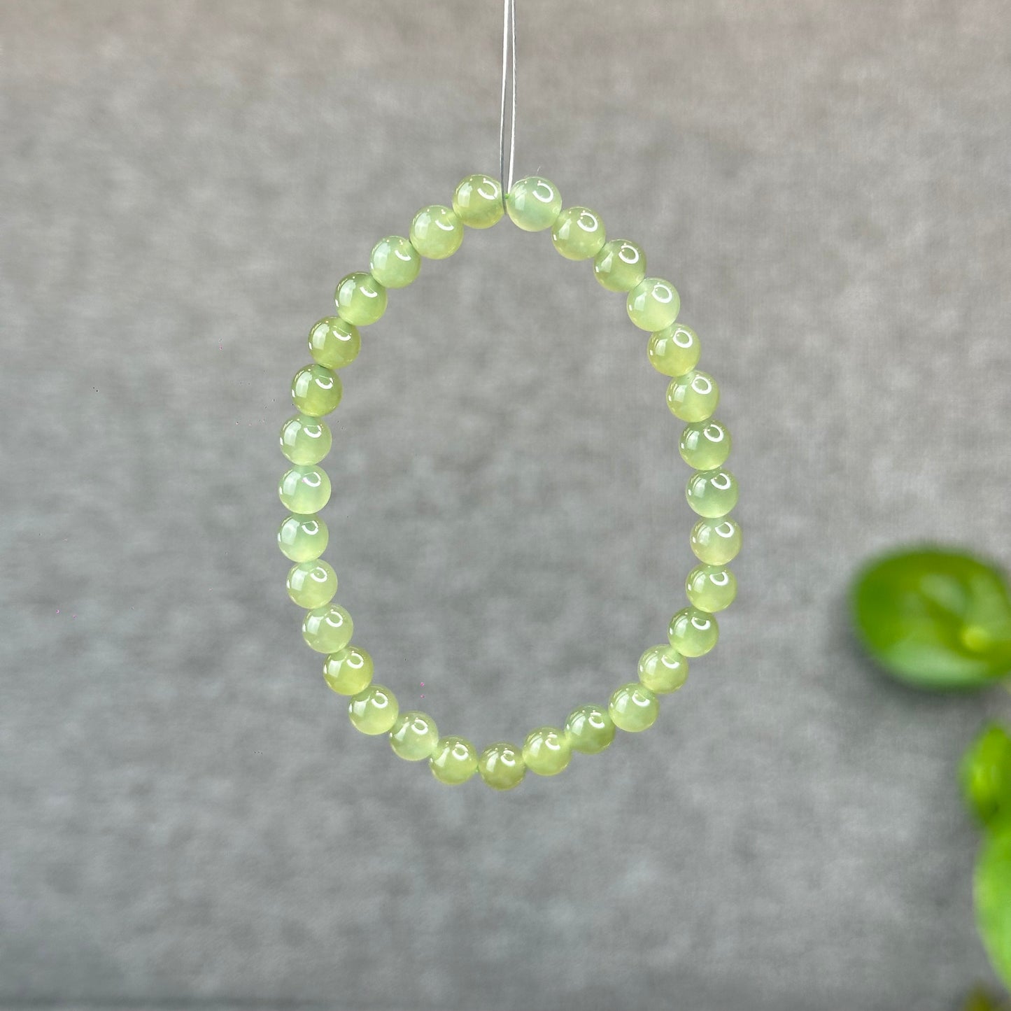 Natural Light Green Tea Hetian Nephrite Jade Bracelet Size 6 mm