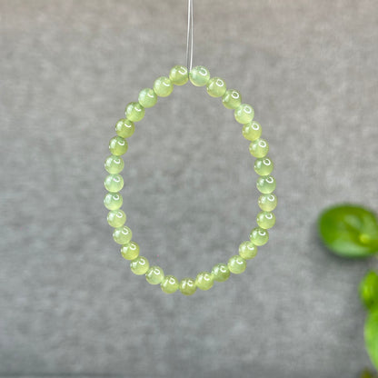 Natural Light Green Tea Hetian Nephrite Jade Bracelet Size 6 mm