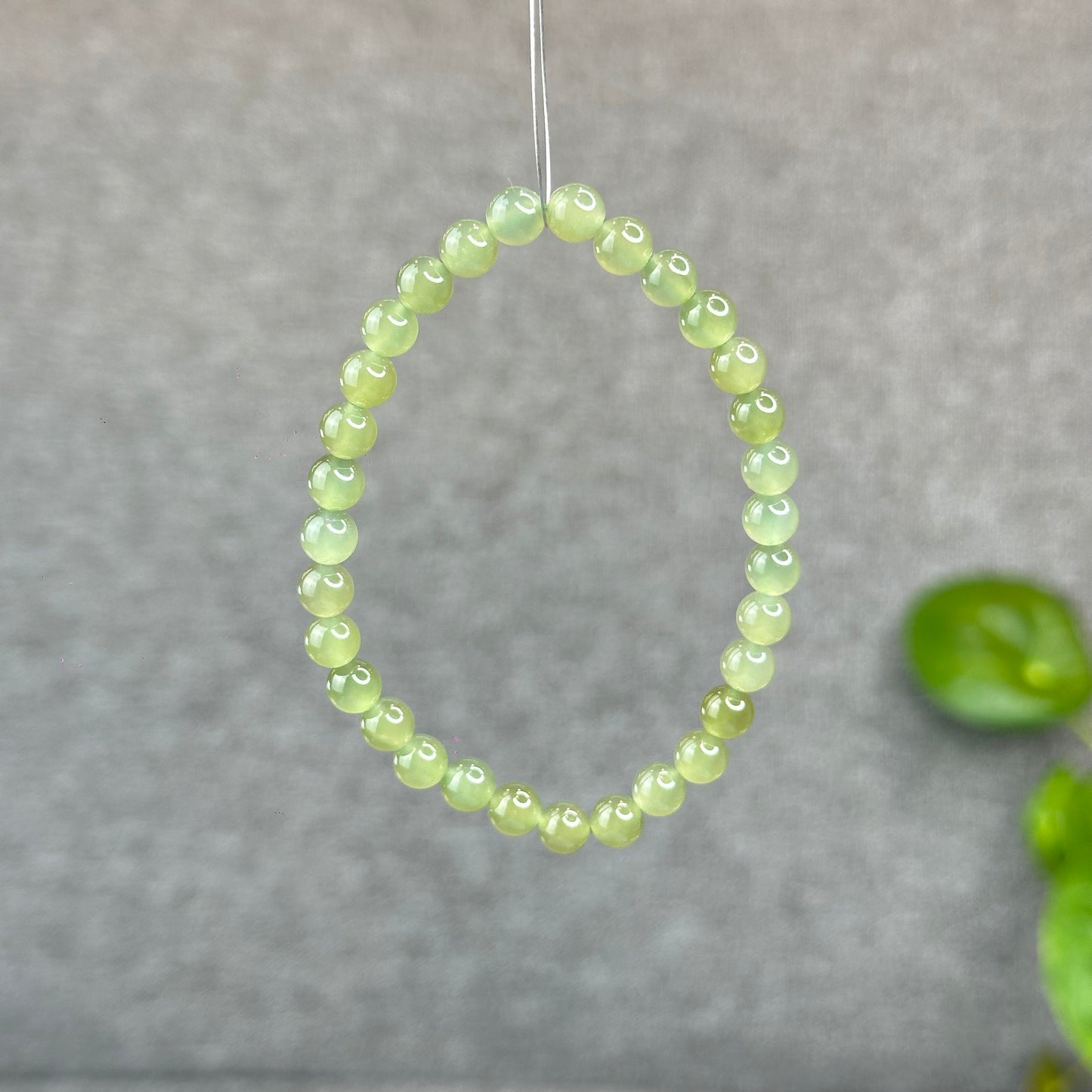 Natural Light Green Tea Hetian Nephrite Jade Bracelet Size 6 mm
