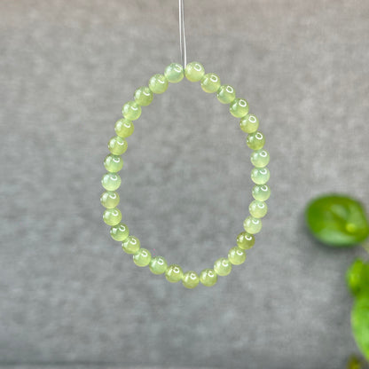 Natural Light Green Tea Hetian Nephrite Jade Bracelet Size 6 mm