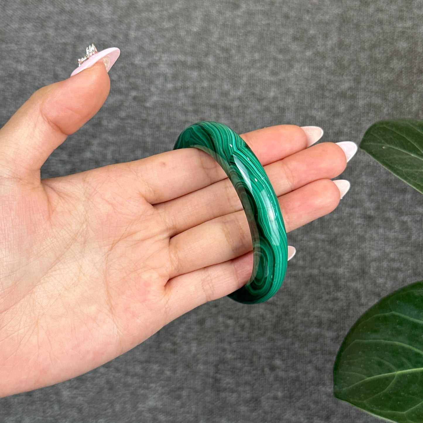 Malachite Bangle Leaf Style Size 54 mm