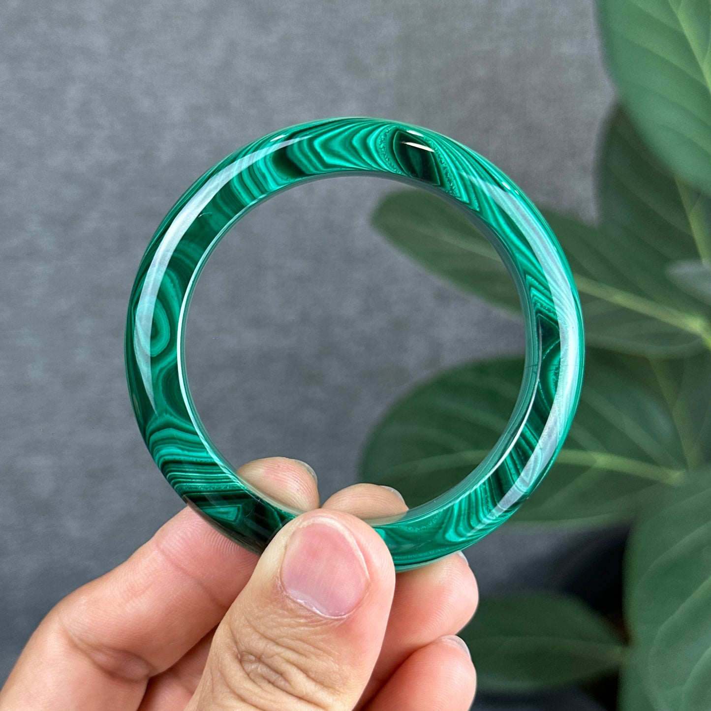 Malachite Bangle Leaf Style Size 54 mm